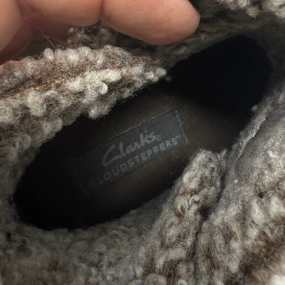 Clarks Cloudsteppers Breeze Winter Boots Brown Faux Fur Lined Ankle Size 7W - Picture 10 of 13